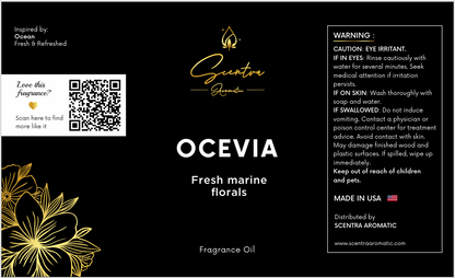 Scentra Aromatic OCEVIA Fresh marine florals fragrance oil product label